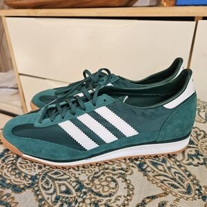 Adidas Men's Green and White Sneakers